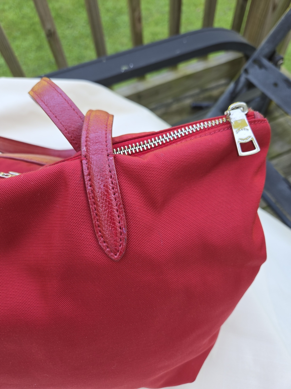 Coach Red Taylor Nylon Zip Tote with Silver Hardware - Picture 7 of 12
